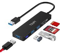 TSUPY Hub USB 3.0 5 in 1 adattatore USB con lettore di schede SD/TF, multipresa USB a 3 porte per Macbook, Mac Pro/Mini, iMac, Chiavi USB, Notebook PC, Hard disk esterni, ecc.