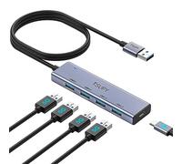 TSUPY Hub USB 3.0, Sdoppiatore USB Multiporta 3.0 Adattatore Aluminium 5Gbps con Cavo da 120cm Compatibile con MacBook, Laptop, Desktop, Chiavetta USB