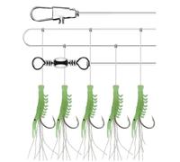 TSURI Sabiki - Mitragliatrice fosforescente, esca da pesca in mare, per sgombri, bar, luoghi e orfie, dimensioni: 5 esche da 4,5 cm