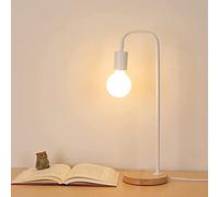 TSUSF Comodino Comodino Lampada da Scrivania (9W Lampadina Inclusa), Lampada da Tavolo Industriale Lampada da Lettura Comodino Base in Legno per Camera da Letto Soggiorno Ufficio (Color : White)
