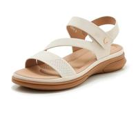 Tsuukuie Comodi sandali estivi da donna piatti con strass - Boho regolabili leggeri glitter estivi per vacanze, tempo libero e tutti i giorni, 1 beige., 36 EU