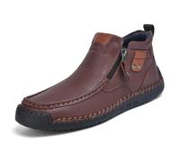 Tsuukuie Scarpe da uomo casual in pelle a piedi nudi Slip-On caviglia stivali Chukka comode camminate guidare scarpe per gli uomini, marrone scuro., 43 EU