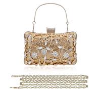 TSWNG Pochette vintage da donna, di lusso, con strass e cristalli, elegante borsa a mano con manico e catena in metallo, borsa a tracolla per matrimonio, festa, ballo di fine anno