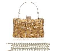 TSWNG Pochette vintage da donna, di lusso, con strass e cristalli, elegante borsa a mano con manico e catena in metallo, borsa a tracolla per matrimonio, festa, ballo di fine anno