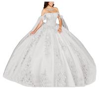 TSxuelian Abito da donna rosa glitterato Quinceanera abito da ballo 3D applique floreale dolce 16 abiti