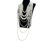 Tsynapter Disegni geometrici alla moda 7 strati perle catena gioielli dichiarazione gioielli vintage moda pere gioielli adatti per tutte le stagioni abbigliamento da sera accessori in pietra