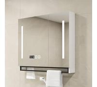 TSYORHSC Armadietto per medicinali in Legno con luci Intorno, Specchio da Bagno con luci a LED e Contenitore, Specchio da Bagno con Contenitore Montato a Parete, armadietto per medicinali con specchi