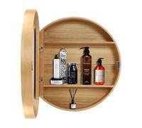 TSYORHSC Mobiletto con Specchio per lavabo da Bagno in Legno con Facile Installazione, Specchio Rotondo ad Alta Definizione Ecologico per Il Bagno, Senza distinzione tra Sinistra e Destra