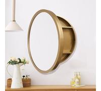 TSYORHSC Mobiletto con Specchio Rotondo Moderno per Bagno con Facile Installazione, Specchio Ecologico ad Alta Definizione, Nessuna distinzione tra Destra e Sinistra, Specchio per lavabo in Legno per