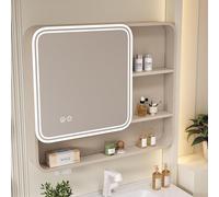TSYORHSC Mobiletto da Parete in Lega di Alluminio per Bagno, Specchio da Bagno con Contenitore, armadietto per medicinali antiappannamento con Specchio, Moderno armadietto per medicinali Intelligente
