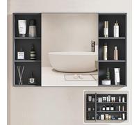 TSYORHSC Mobiletto da Parete per Bagno, mobiletto con Specchio per Bagno, mobiletto per medicinali con Cornice in Alluminio da Superficie o da Incasso a Parete, Arredamento Moderno (Colore: Grigio, d
