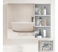 TSYORHSC Mobiletto da Parete per Bagno, mobiletto con Specchio per Bagno, mobiletto per medicinali con Cornice in Alluminio da Superficie o da Incasso a Parete, Arredamento Moderno (Colore: Bianco, d