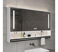 TSYORHSC Mobiletto Moderno con Specchio da Bagno a LED - Montaggio a Parete, 3 Ante, Ripiani Regolabili, Illuminazione con sensore Touch, 120x75x12 cm, Elegante Finitura Bianca per spazi Bagno raffin