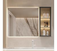 TSYORHSC Specchio da Bagno con Contenitore, armadietto per medicinali Illuminato con Specchio, Moderno armadietto a Specchio da Parete, da Incasso o da Superficie, 70 cm/28 Pollici (Colore: 70 cm/28