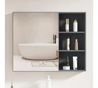 TSYORHSC Specchio da Bagno con Contenitore, mobiletto per medicinali da Bagno con luci a LED e Specchio, dimmerabile, antiappannamento, mobiletto da Parete per Bagno (Colore: Grigio A, Dimensioni: 60