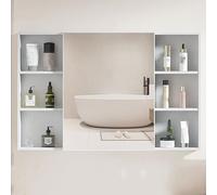 TSYORHSC Specchio da Bagno con Contenitore, mobiletto per medicinali da Bagno con luci a LED e Specchio, dimmerabile, antiappannamento, mobiletto da Parete per Bagno (Colore: Bianco A, Dimensioni: 10