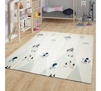 TT Home Tappetino Bambini Pieghevole Tappeto da Gioco Bebè Lavabile ABC Reversibile, Colore:Bianco, Dimensione:180x200 cm