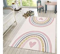 TT Home Tappeto Bambini Chicco Tappeto Stanza Bambini Arcobaleno Cuore 3D, Colore:Rosa Crema, Dimensione:80x150 cm