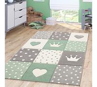 TT Home Tappeto Bambini Chicco Tappeto Stanza Bambini Pastello 3D Polkadot Cuore, Colore:verde, Dimensione:200x290 cm