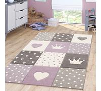 TT Home Tappeto Bambini Chicco Tappeto Stanza Bambini Pastello 3D Polkadot Cuore, Colore:viola, Dimensione:200x290 cm