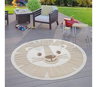 Tappeto Bambini Ragazzo Ragazza Tappeto Da Gioco Rotondo Effetto 3D Leone Beige