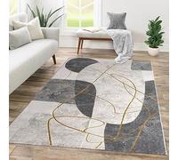 TT Home Tappeto Camera Da Letto Soggiorno Pelo Corto Disegno Geometrico 3D Astratto, Colore:Grigio Beige, Dimensione:80x150 cm