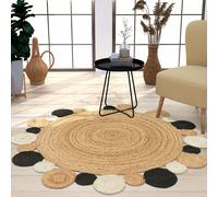 TT Home Tappeto Fibra Naturale Juta Soggiorno Rotondo Etnico Boho Fatto A Mano B