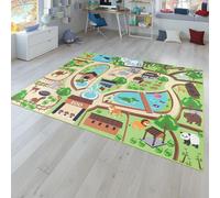 TT Home Tappeto per bambini, tappeto da gioco per le camere dei bambini, zoo con tigre, orso, leone, colorato, Dimensione:80x150 cm