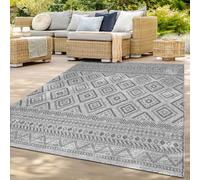 TT Home Tappeto per Esterno Triangoli Boho Disegno Geometrico Moderno Grigio Scuro 80 cm