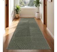 TT Home Tappeto Per Interni Ed Esterni Resistente Alle Intemperie Balcone Camera Da Letto Motivo Scandi Boho Unicolore Aspetto, Dimensione:80x150 cm, Colore:Verde