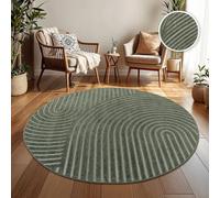 TT Home Tappeto Per Interni Ed Esterni Resistente Alle Intemperie Balcone Camera Da Letto Motivo Scandi Boho Unicolore Aspetto, Dimensione:160 cm tondo, Colore:Verde