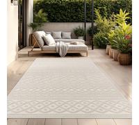TT Home Tappeto Per Interni Ed Esterni Resistente Alle Intemperie Balcone Camera Da Letto Motivo Scandi Boho Unicolore Aspetto, Colore:Crema 4, Dimensione:200x290 cm