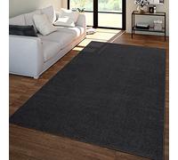 TT Home Tappeto Salotto Moderno, Camera da Letto, Pelo Corto, Lavabile, Monocolore Pastello, Facile da Pulire, Colore: Grigio Nero, Dimensione:120x170 cm