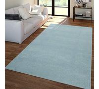 TT Home Tappeto Salotto Moderno, Camera da Letto, Pelo Corto, Lavabile, Monocolore Pastello, Facile da Pulire, Colore: Turchese, Dimensione:280x380 cm
