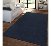 TT Home Tappeto Salotto Moderno, Camera da Letto, Pelo Corto, Lavabile, Monocolore Pastello, Facile da Pulire, Colore:Blu marino, Dimensione:120 cm tondo