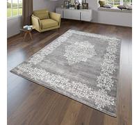 TT Home Tappeto Salotto Moderno Orientale Tappeto Salotto Pelo Corto in Grigio Bianco, Dimensione:80x150 cm