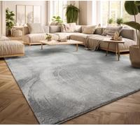 TT Home Tappeto Salotto Pelo Corto Monocolore Design Moderno Lavabile, Colore: Argento, Dimensione:160 cm tondo