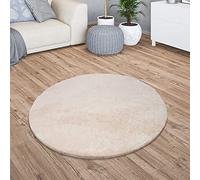 TT Home Tappeto Salotto Pelo Corto Monocolore Design Moderno Lavabile, Colore: Beige, Dimensione:160 cm tondo