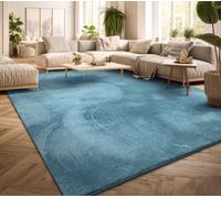 TT Home Tappeto Salotto Pelo Corto Monocolore Design Moderno Lavabile, Colore: Blu Chiaro Turchese, Dimensione:80 cm tondo
