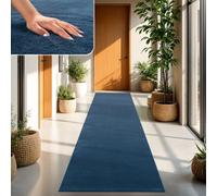 TT Home Tappeto Salotto Pelo Corto Monocolore Design Moderno Lavabile, Colore: Blu Navy, Dimensione:80x300 cm