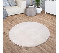 TT Home Tappeto Salotto Pelo Corto Monocolore Design Moderno Lavabile, Colore: Crema, Dimensione:200 cm tondo