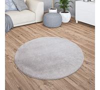 TT Home Tappeto Salotto Pelo Corto Monocolore Design Moderno Lavabile, Colore: Grigio, Dimensione:120 cm tondo