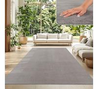 TT Home Tappeto Salotto Pelo Corto Monocolore Design Moderno Lavabile, Colore: Grigio, Dimensione:200 cm Quadrato