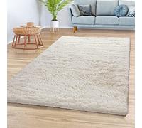 TT Home Tappeto Salotto Pelo Lungo Shaggy Morbido Soffice Design Moderno Monocolore, Colore: Beige Chiaro Crema, Dimensione:80x150 cm