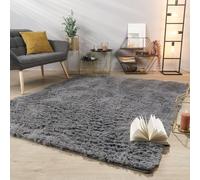 TT Home Tappeto Salotto Pelo Lungo Shaggy Morbido Soffice Design Moderno Monocolore, Colore: Grigio, Dimensione:60x100 cm