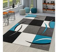 TT Home Tappeto Soggiorno Moderno Pelo Corto Effetto 3D Geometrico A Onde, Colore:Turchese 2, Dimensione:300x400 cm