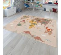 TT Home Tappeto Stanza Bambini Auto Bambini Motivo Con Animale Antiscivolo, Colore:Verde Beige Marrone, Dimensione:120x160 cm