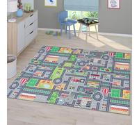 TT Home Tappeto Stanza Bambini Auto Bambini Strada Antiscivolo Moderno, Colore:Grigio 4, Dimensione:160x220 cm