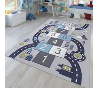 TT Home Tappeto Stanza Bambini Auto Bambini Strada Antiscivolo Moderno, Colore: Grigio, Dimensione:200x290 cm