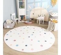 TT Home Tappeto Stanza Bambini Lavabile Arcobaleno Sole Moderno, Colore:Beige Blu Giallo, Dimensione:100 cm tondo